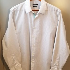 Men's White Striped VanHeusen Dress Shirt